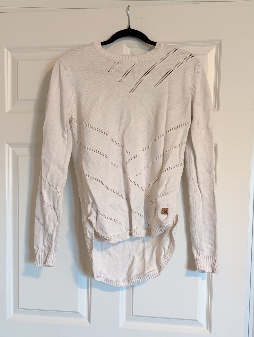 Light Cream Pointelle Knit Women's Sweater